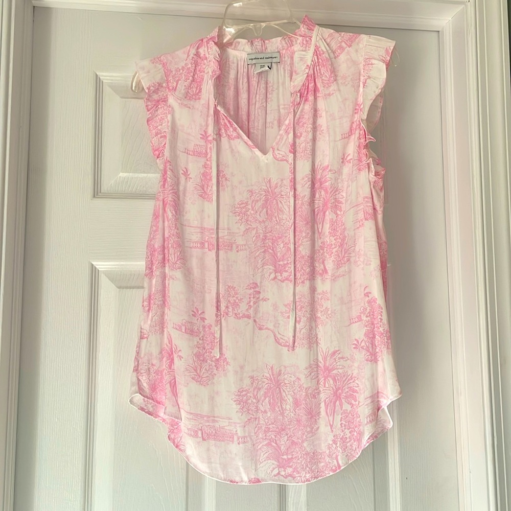 Pink and white blouse/women’s top sz M